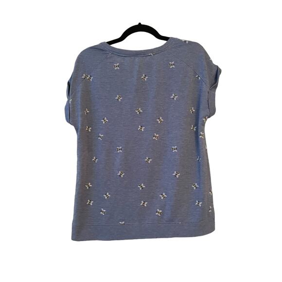 Jane & Delancey Bumblebee Blue Medium Short Sleeve Top Shirt - Picture 2 of 8